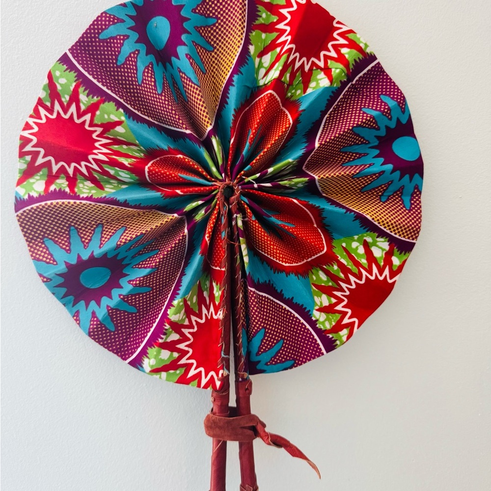Handmade African Print Fan- Multicolor Starburst | Functional + Wall Decor